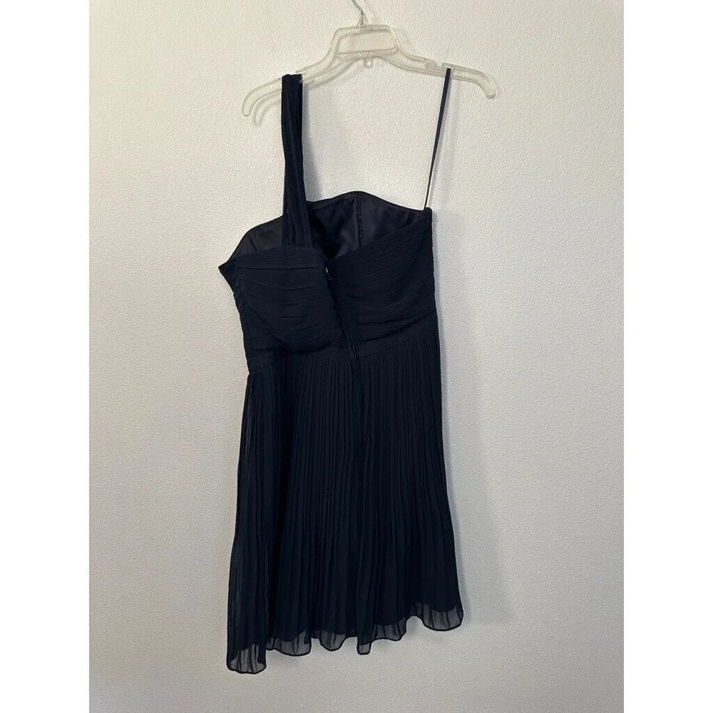 NWT Club Monaco Womens Adelphie Dress One Shoulder Silk Navy Knee Length Size 12